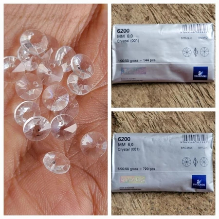 Swarovski original 1 amplop segel , piringan kaca swarovski clear 6mm dan 8mm