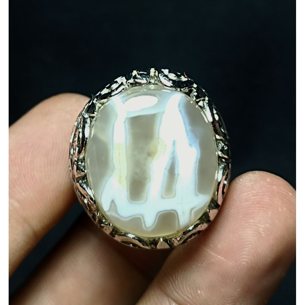 CINCIN BATU AKIK KARANG NUNGGAL HURUF L.A