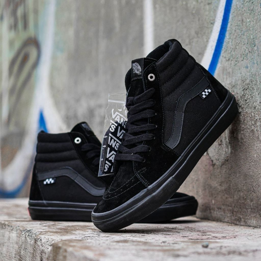 Sepatu Sneakers Vans Sk8 Hi Pro Skate Black Black