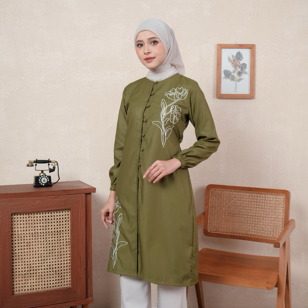 Terbaru Atasan Tunik Namera Tunik Bordir Atasan Wanita Katun Toyobo Fodu Premium