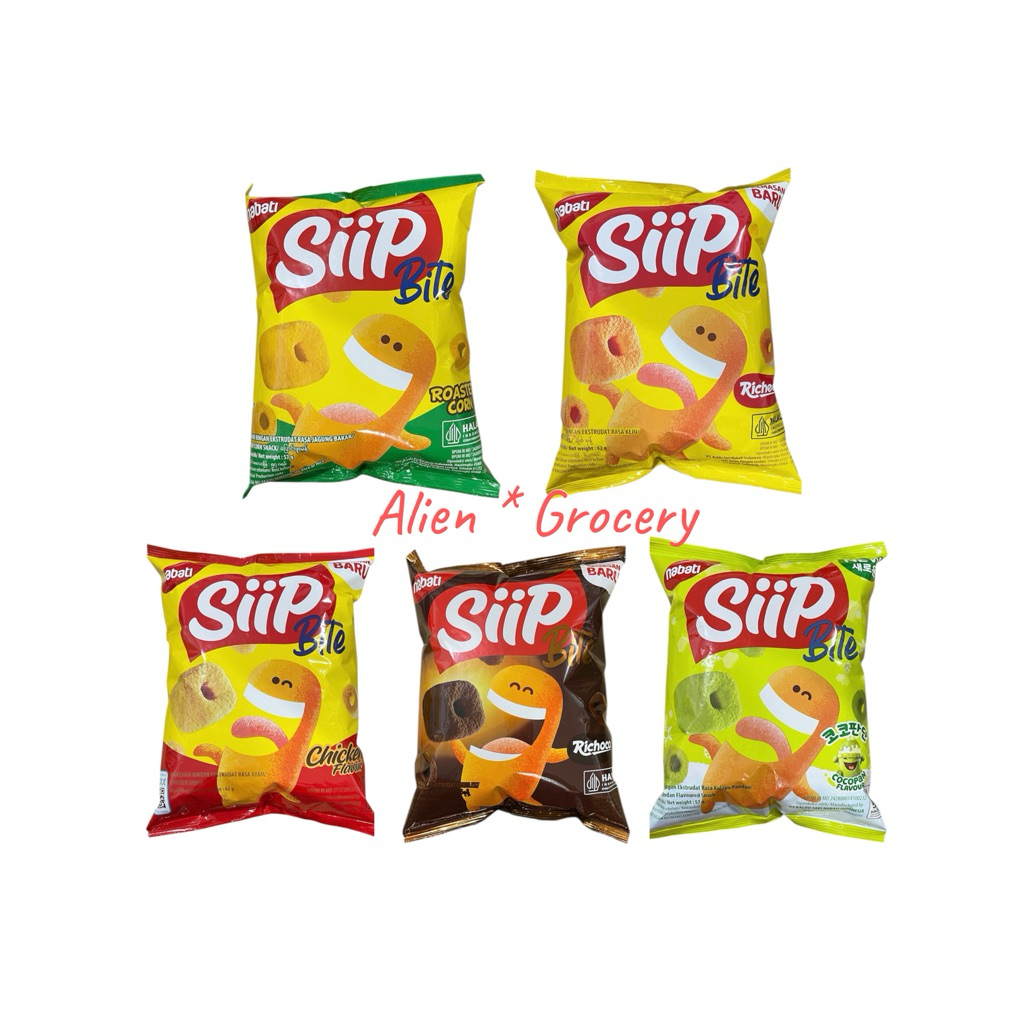 

NABATI SIIP SIP Bite Cheese Keju Chocolate Coklat Roasted Corn Chicken Coco Pandan 57gr 62gr