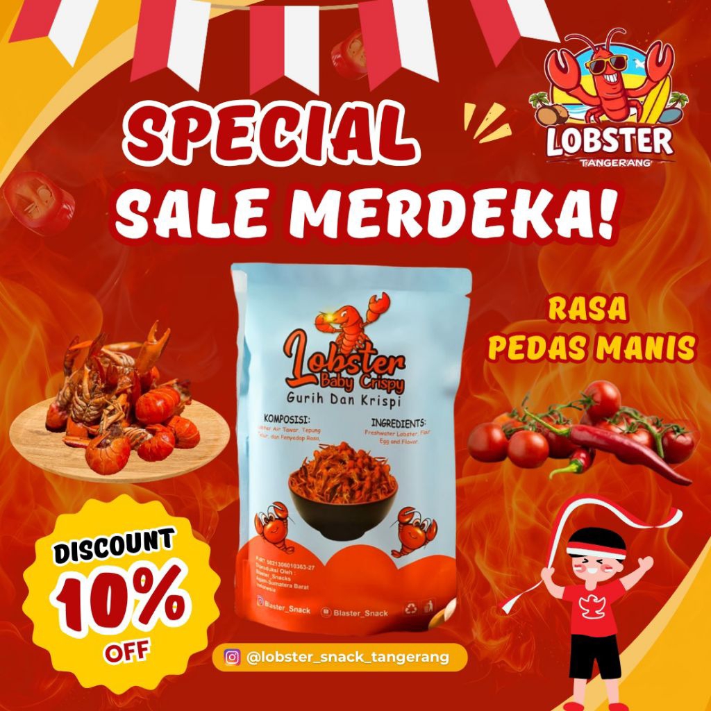 

Lobster Air Tawar Crispy Cemilan 100 Gram Rasa (Pedas Manis)