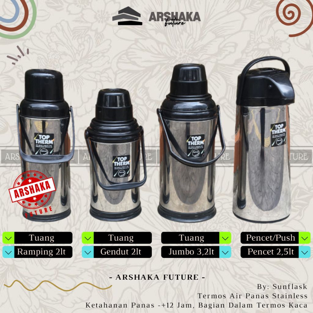 Sunflask - Termos Air Panas Stainless 2 Liter 2,5 Liter / Termos Pencet & Tuang