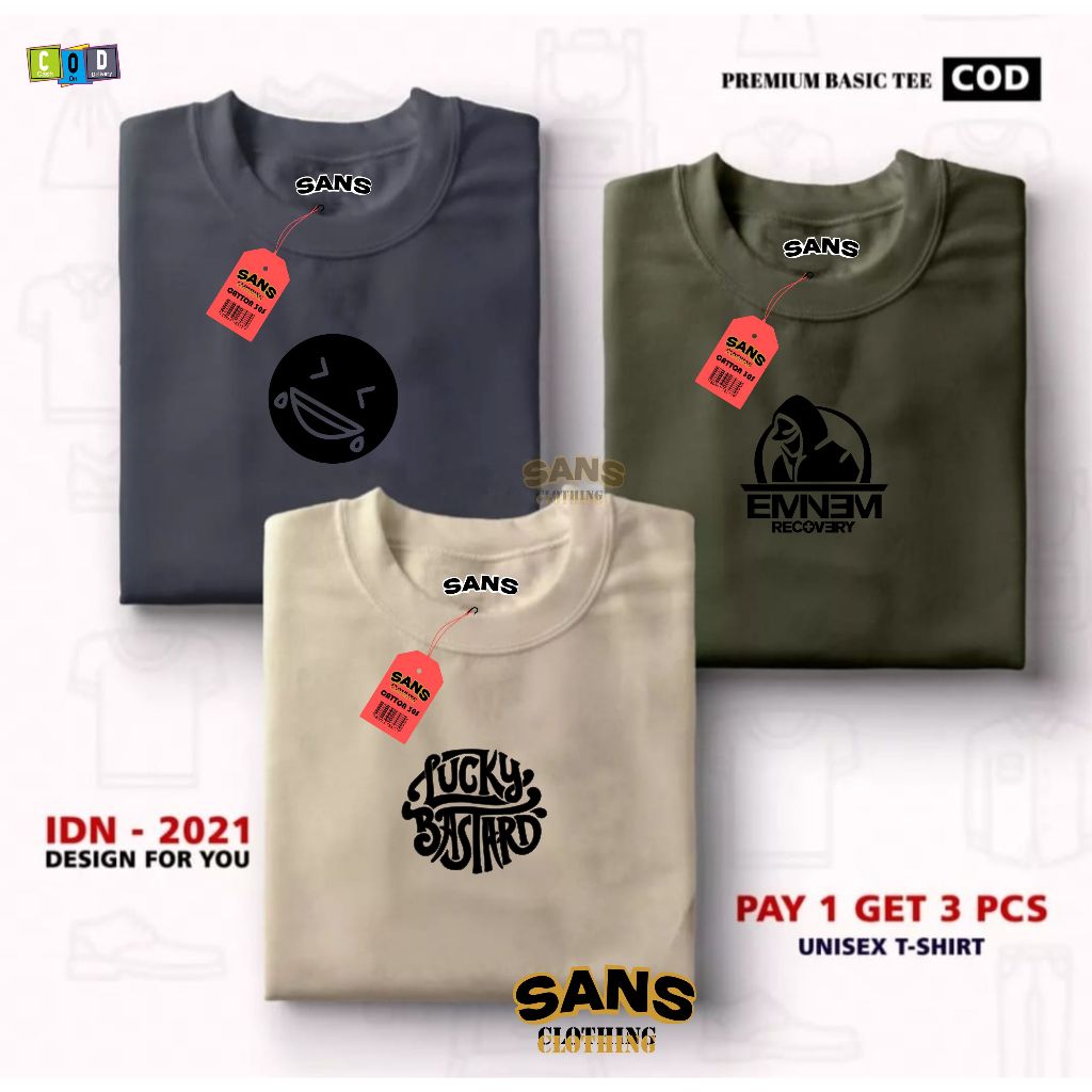 BUY 1 GET 3 PCS(PROMO COD)SANS CLOTHING-Kaos Distro Pria -Kaos Distro 100% Catton- Kaos Distro Emine