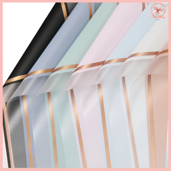 

Kertas bunga cellophane flower wrapping Varian List Gold Frame Transparan Florist Kertas Kado 6013