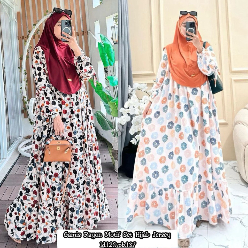 big promo best deals altamish.id - larissa gamis rayon motif bunga-bunga gamis terbaru rempel susun