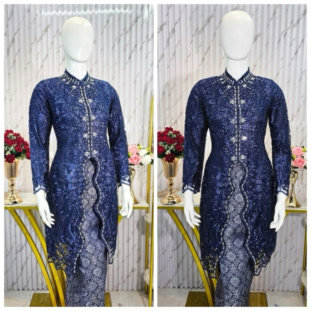 kebaya Fatmawati tille payet Tunik kombinasi payet mutiara