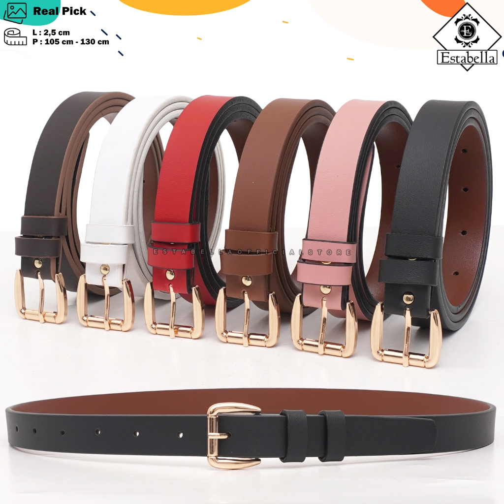 Ikat Pinggang Wanita Ban Pinggang Kulit Wanita Sabuk Kasual Cewek Lebar 2,5cm