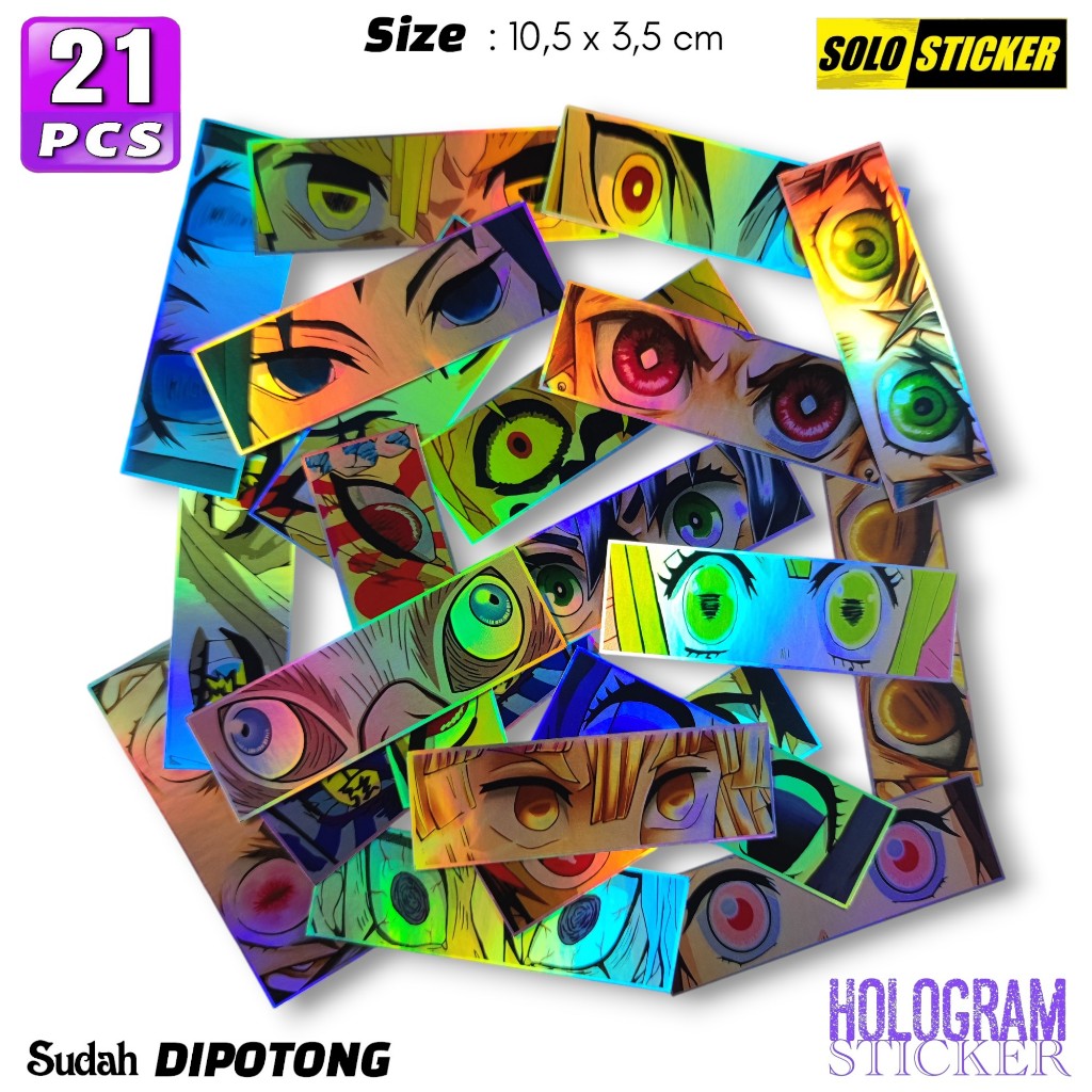 

Sticker Pack 21 pcs Anime Mata Demon Slayer Kimetsu No Yaiba Hologram Waterproof untuk Stiker Laptop