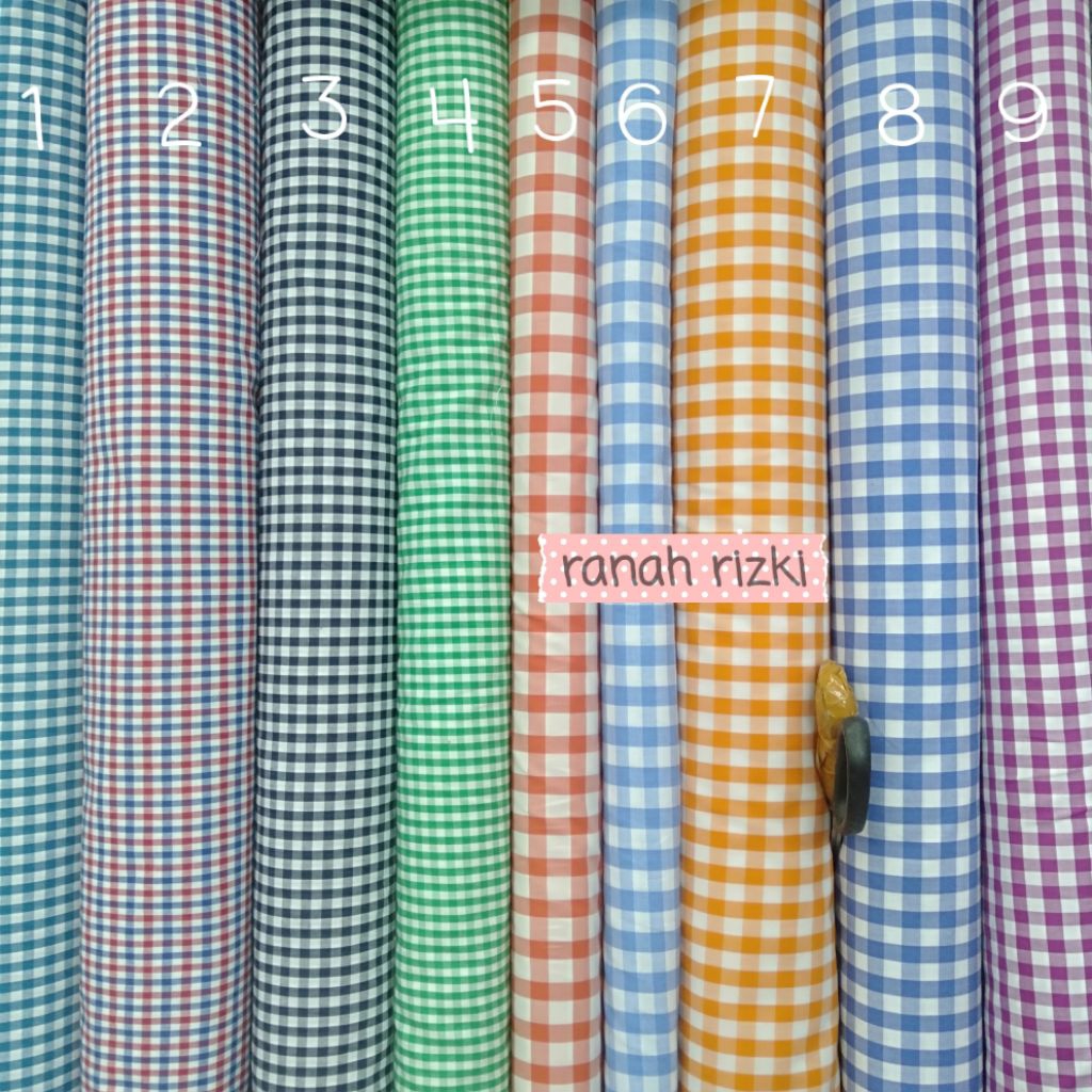 Kain meteran yandet Italy kotak klasik yk051 / bahan kemeja katun yarndyed