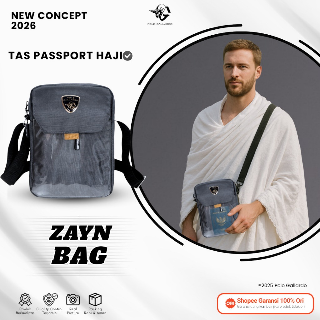 Polo Gallardo TSCN 06 Sling Bag Pria Tas Selempang Passport Haji Umroh Cordura Nylon