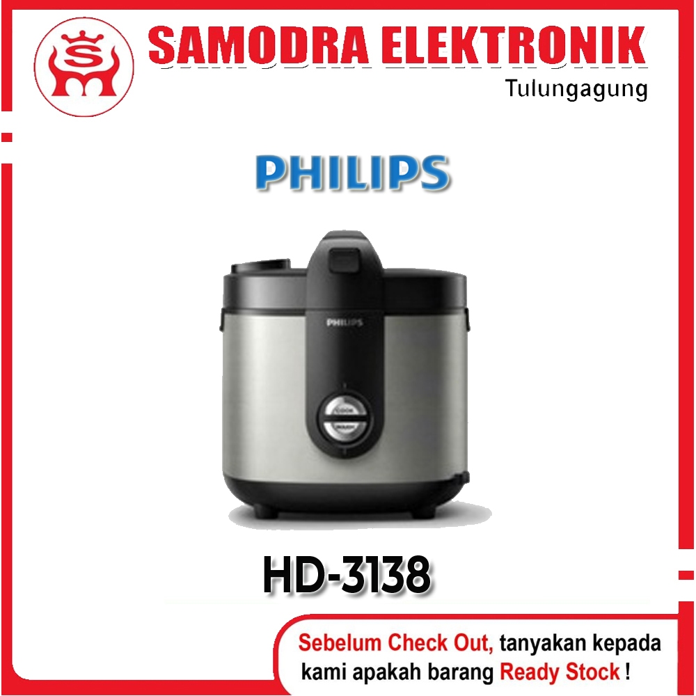 Magic Com PHILIPS HD-3138 Hitam - Rice Cooker 2L Serbaguna Low Carbo | Magic Com Anti Lengket