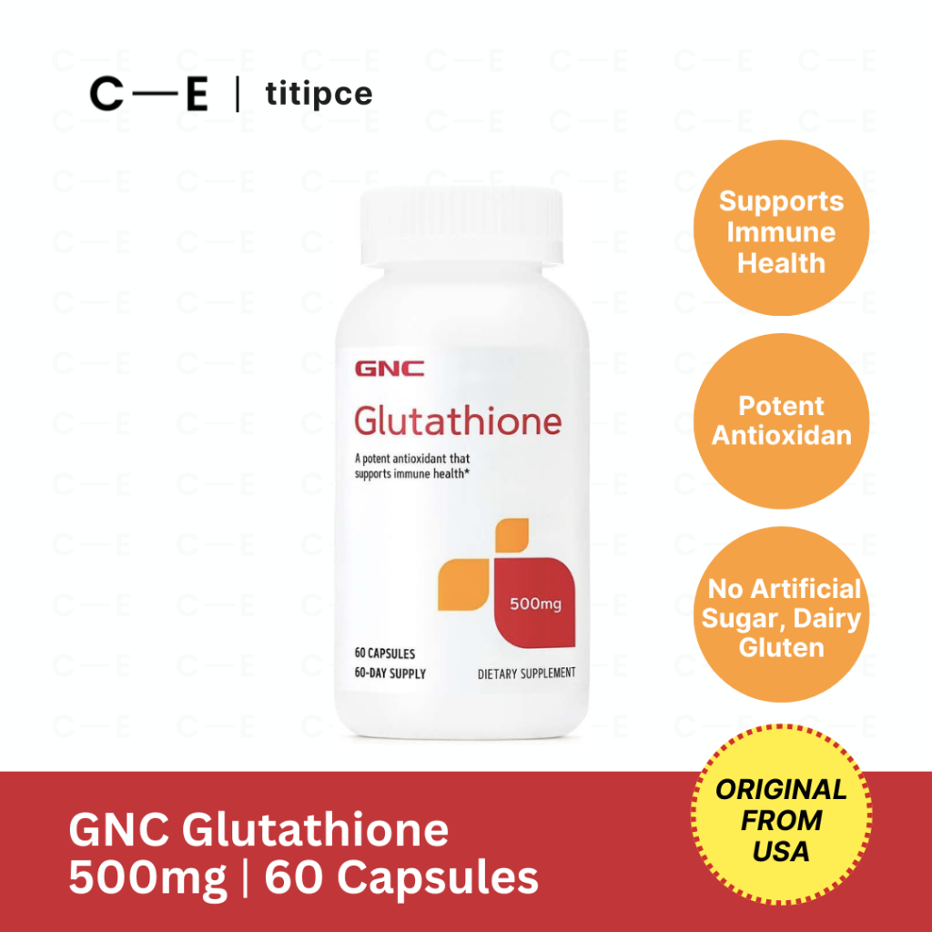 GNC Glutathione 500mg 60 Capsules Supports Immune Health Vitamin Antioxidant