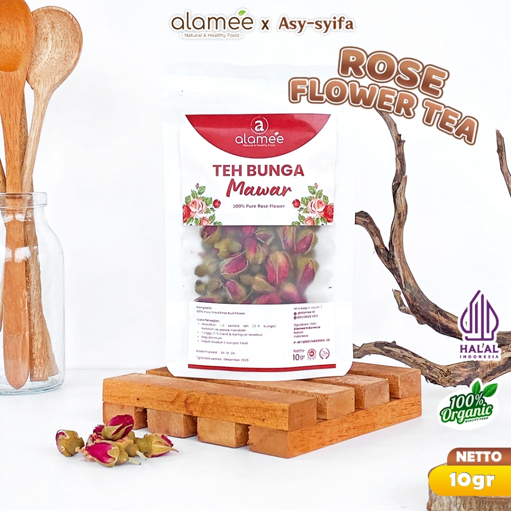 

ALAMEE Teh Bunga Mawar Rose Flower Kemasan Toples Flower Tea Organik Kering Dried Alami 10gr