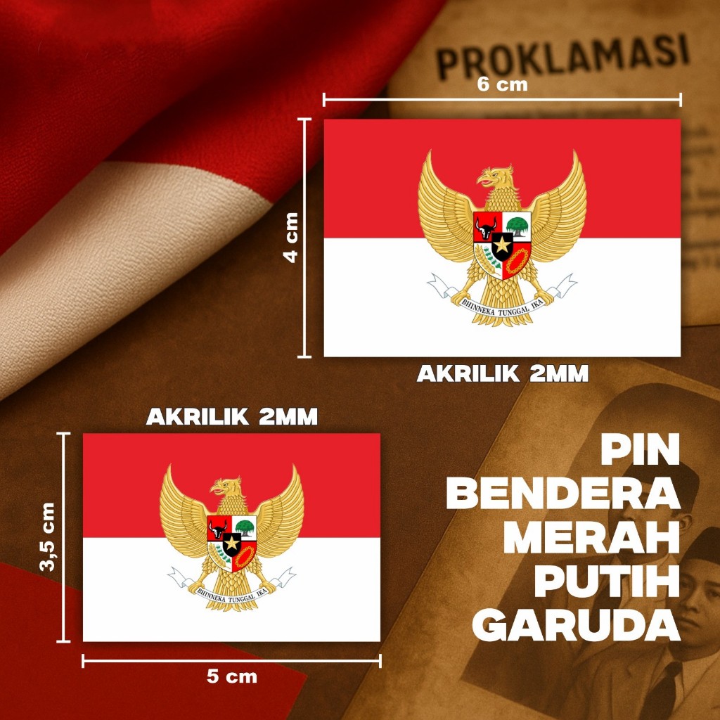 Pin Bendera Merah Putih - Pin Bendera Garuda Bros Bendera Merah Putih Garuda Pancasila AKRILIK