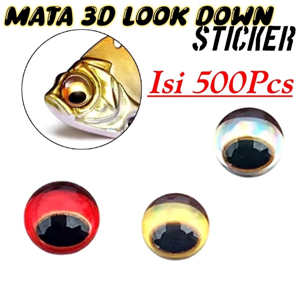 Grosir 500pc Sticker Mata Ikan 3D Look Down Stiker Mata Metal Jig Lure Minnow Assist Hook