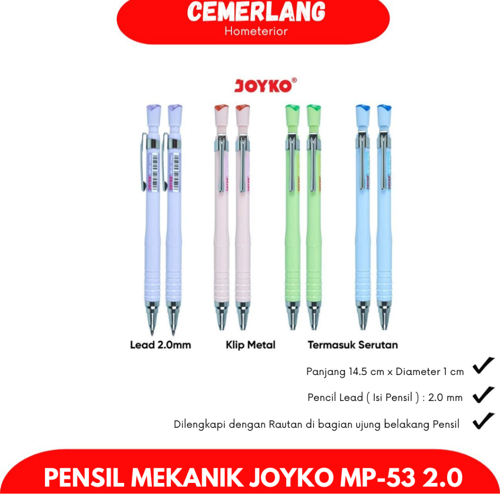 

PENSIL MEKANIK JOYKO MP-53 2.0 MM (Per Pcs)