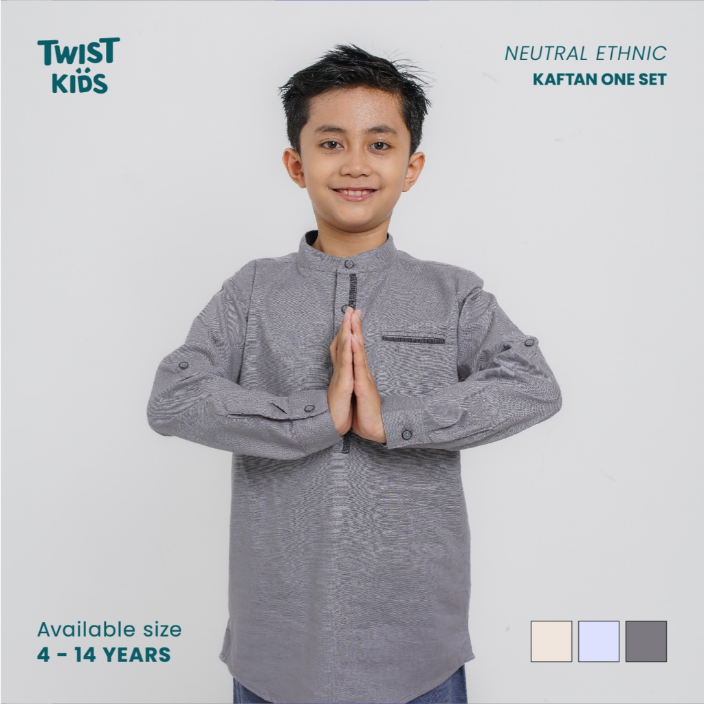 Twist Kids - Oasis C, Neutral Ethnic, One Set Setelan Koko Lebaran Anak Laki-Laki Lengan Panjang