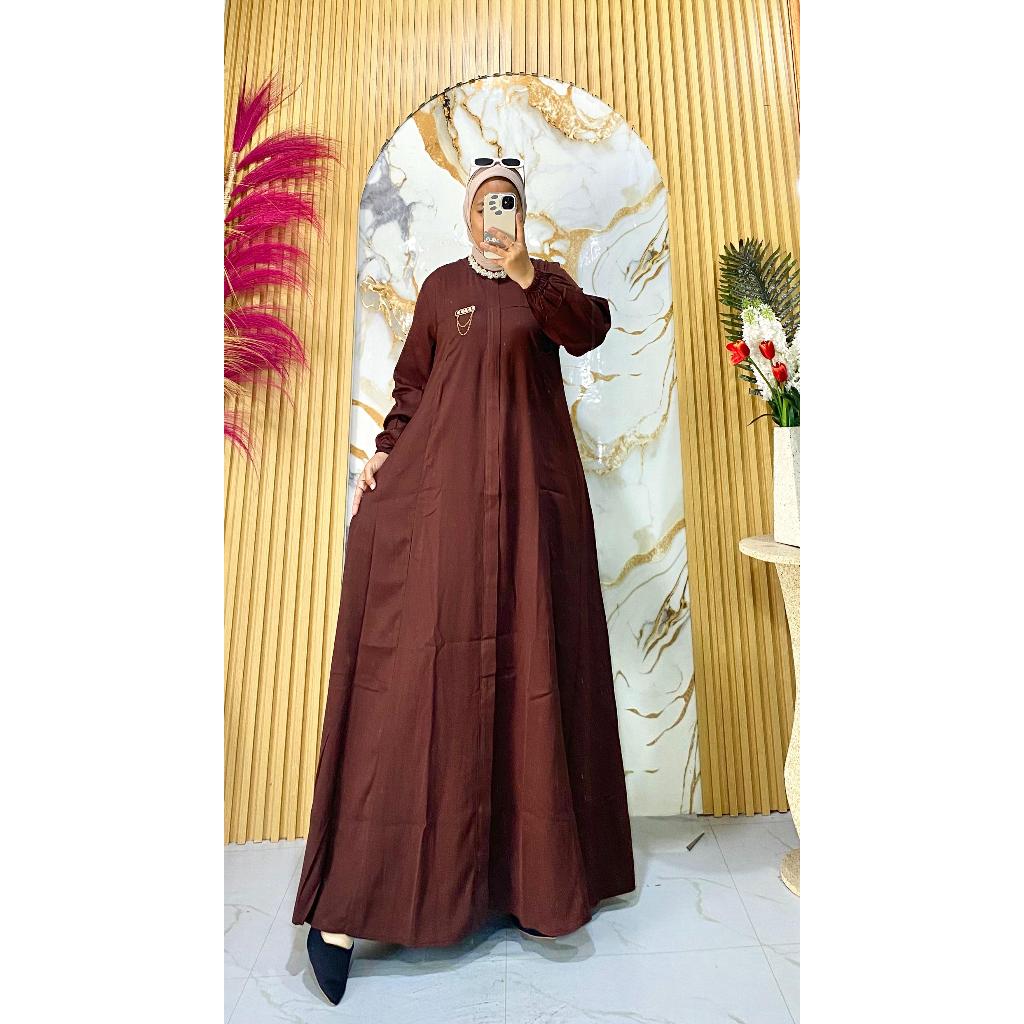 GAMIS KATUN TWILL PREMIUM DRESS CANTIK TERBARU GAMIS POLOS BAJU SANTAI NONGKRONG PESTA KEKINIAN PUTI