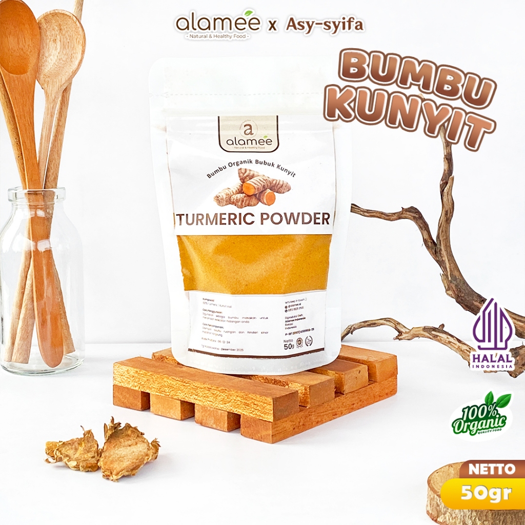 

ALAMEE Kunyit Bubuk Turmeric Seasoning Powder Ground Bumbu Dapur Instan Organik Murni Asli 50g