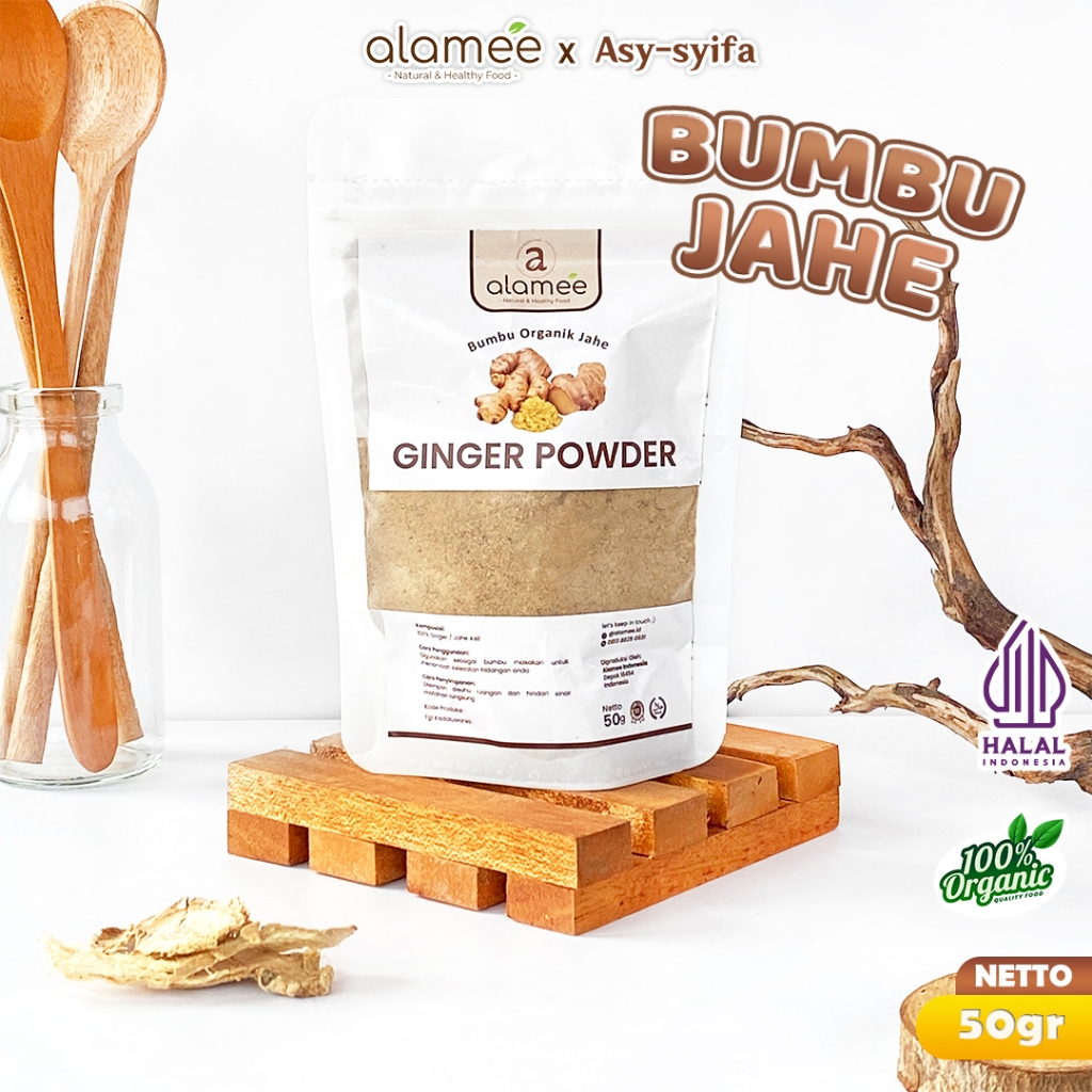 

ALAMEE Ginger Seasoning Powder Jahe Putih Bubuk Minuman Herbal Bumbu Masakan Dapur Instan 50g