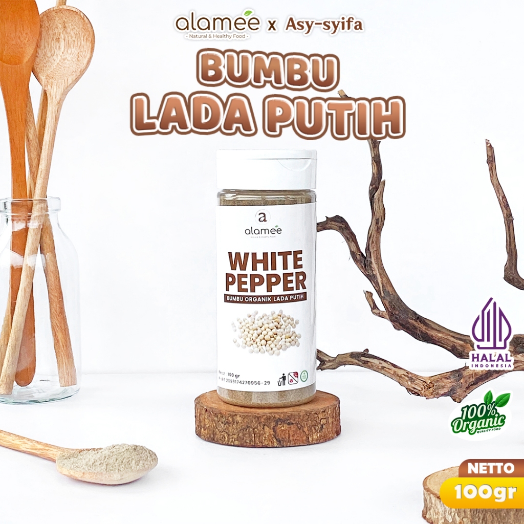 

ALAMEE Lada Putih Bubuk White Pepper Powder Merica Whitepepper Bumbu Dapur Masak Instan Asli 100g
