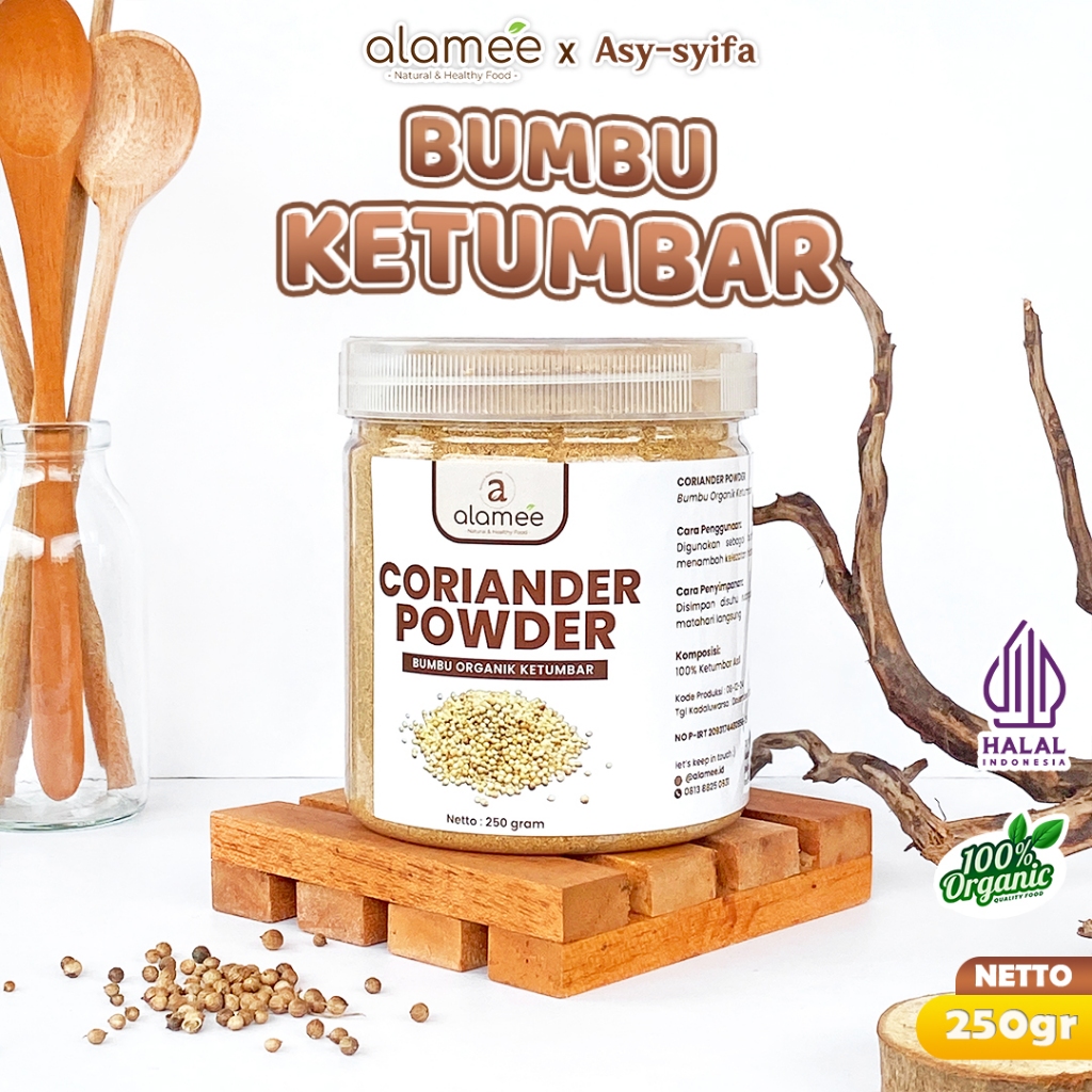 

ALAMEE Ketumbar Bubuk Organik Bumbu Dapur Instan Coriander Powder Murni Asli Tanpa Campuran 250g
