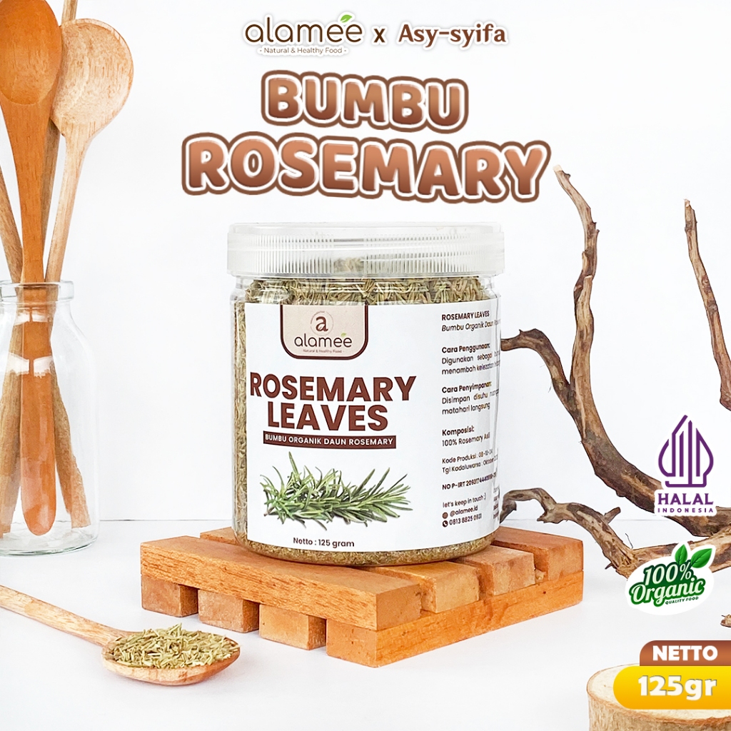 

ALAMEE Daun Rosemary Kering Dried Leaves Garnish Murni Asli Tanpa Campuran Bumbu Masakan Dapur 125g