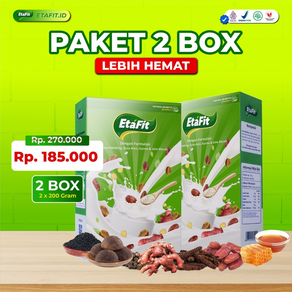 

ETAFIT Paket 2 Box - Solusi Atasi Batuk Berdahak Menahun Sesak Nafas Asma - Susu Kambing Etawa