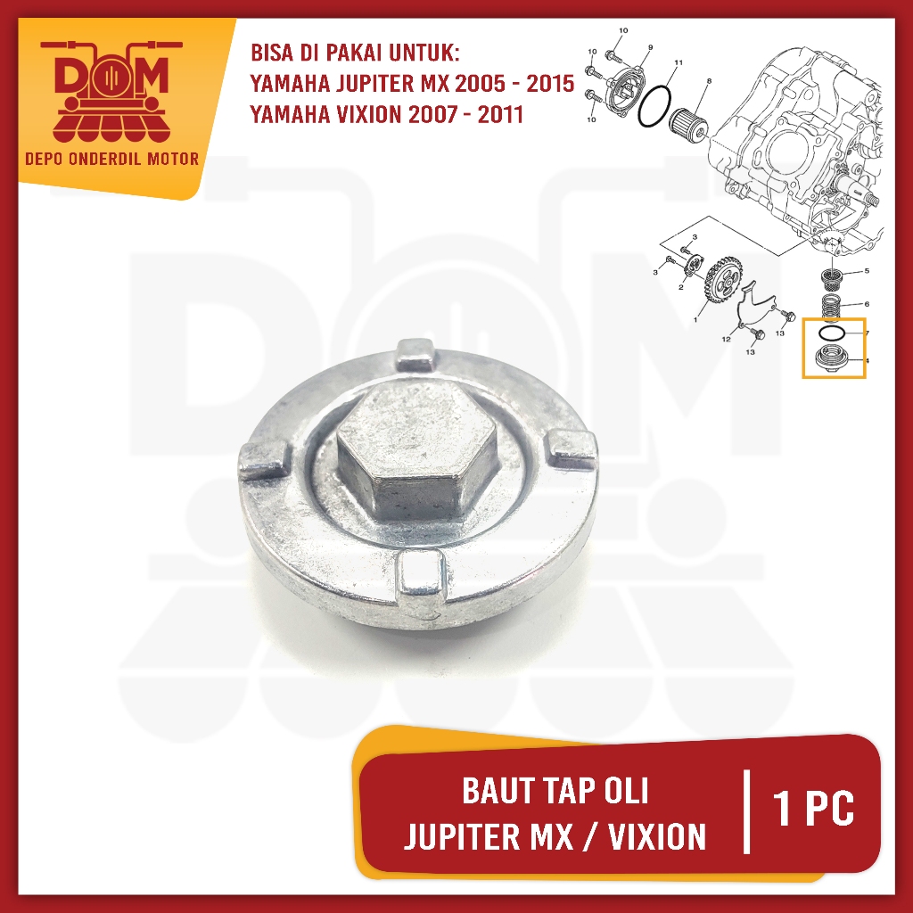 Baut Tap Oli Jupiter MX (PSP) Baud Tap Tab Tutup Oli Bawah Pembuangan Mesin Bawah YAMAHA Vixion