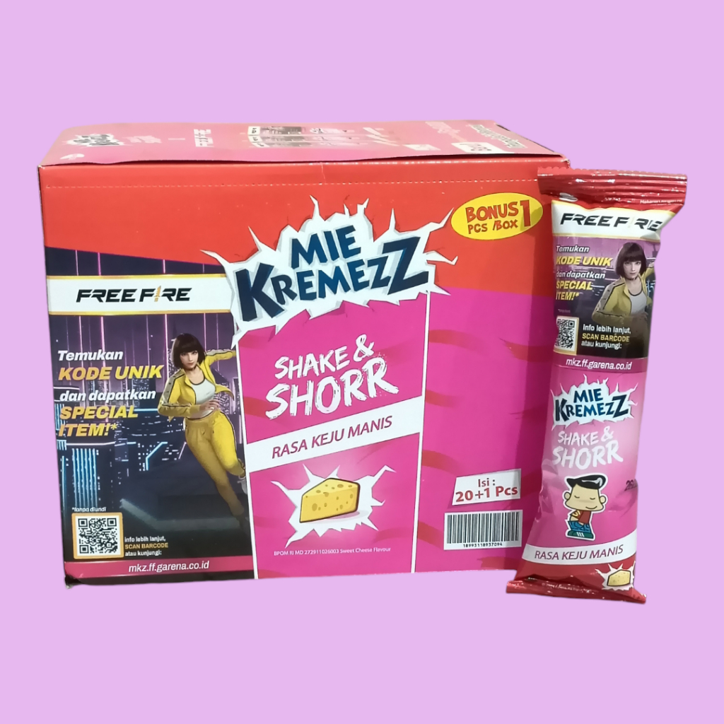 

Mie Kremezz Shake & Shorr Keju MAnis, Ayam Panggang dan Sambal Balado Snack 16 g [20 pcs/box]