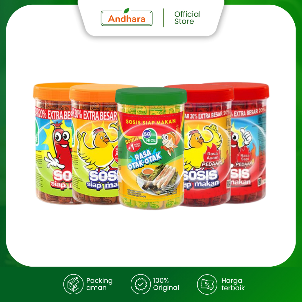 

Sosis So Nice Siap Makan Isi 24 Aneka Rasa - Rasa Ayam/ Sapi/ Otak-Otak/ Pedaas