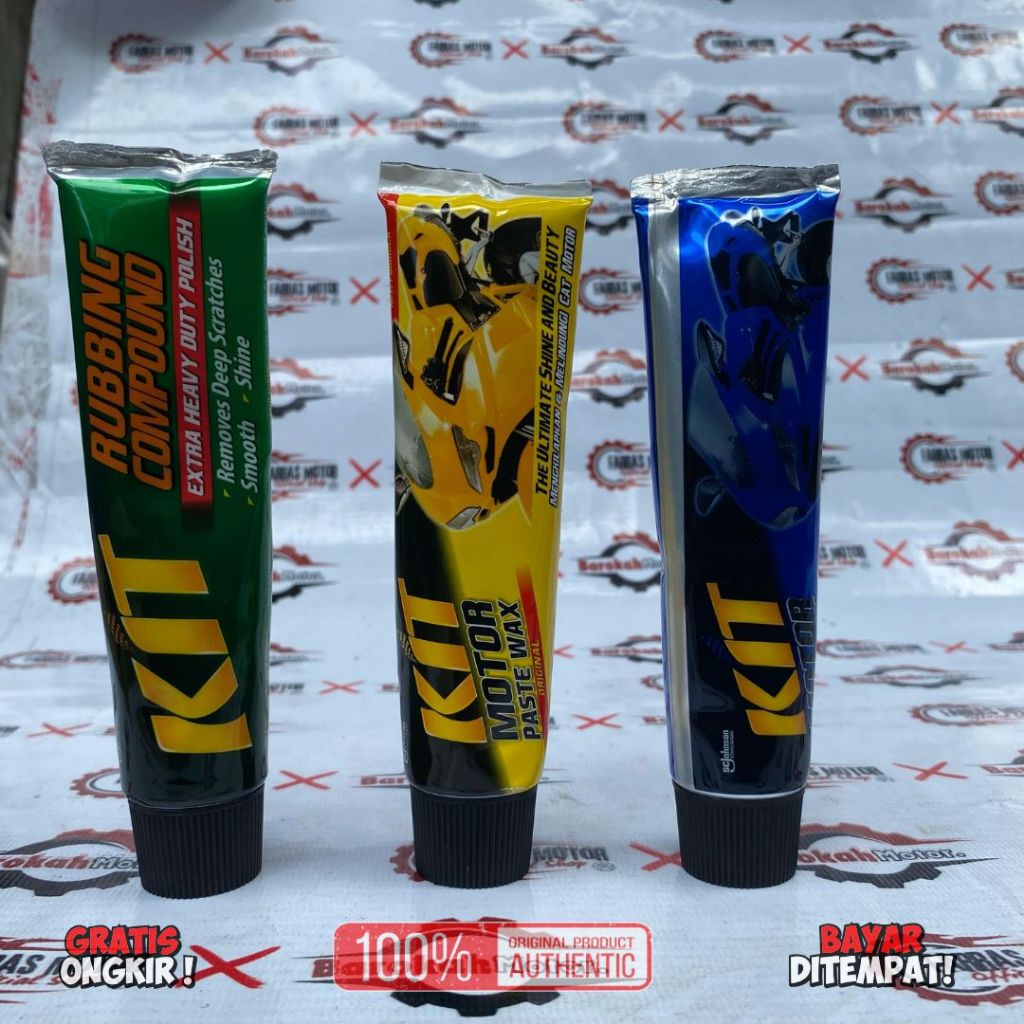 PAKET 3 KIT MOTOR RUBBING COMPOUND POLISH + KIT PASTE WAX METALLIC + KIT PASTE WAX ORIGINAL
