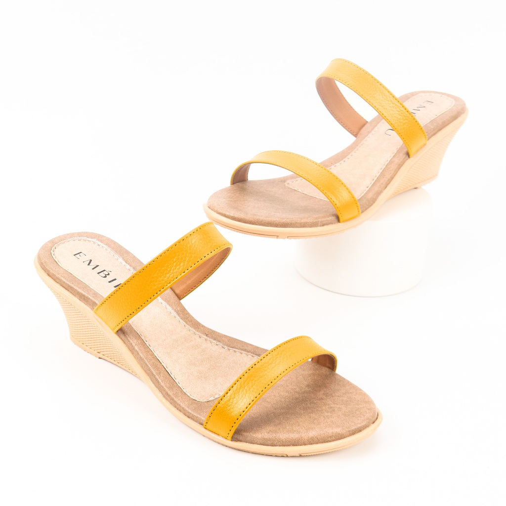 EMBIKU LEATHER - Sandal Kulit Wanita - Sandal Wanita Wedges 5cm Kulit Asli - Sandal Kulit Garut