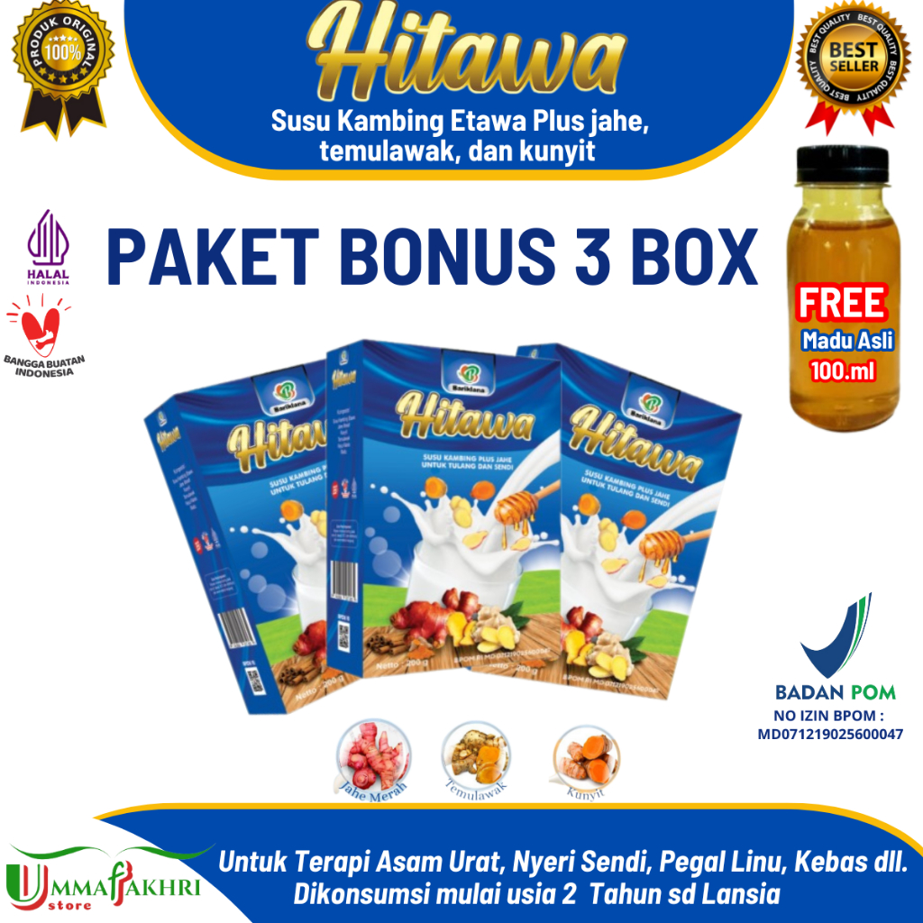 

[Paket 3 box] Hitawa Susu Kambing Etawa plus Jahe untuk Kesehatan Sendi dan Tulang