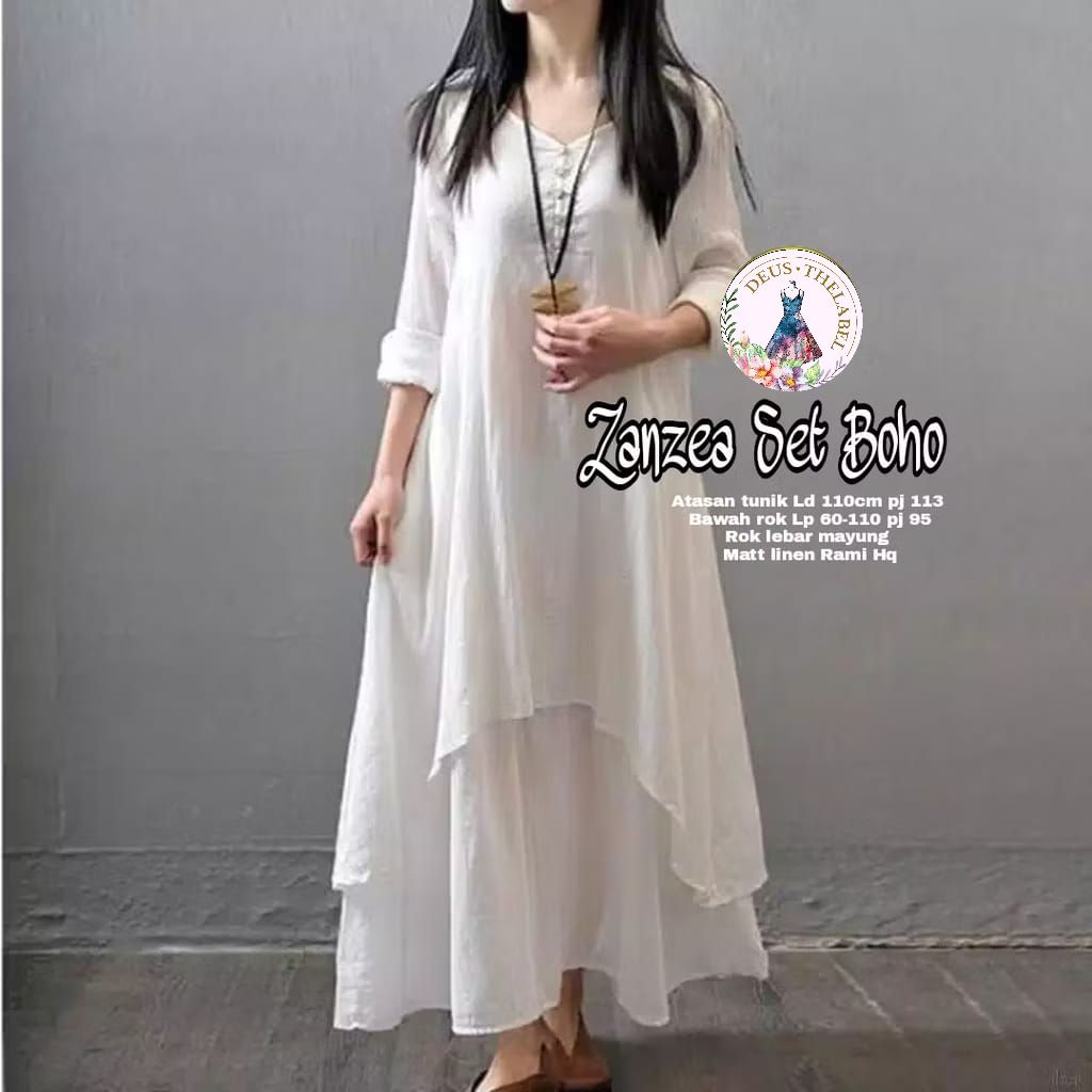 ZANZEA SET BOHO SETELAN TUNIK DAN ROK JUMBO