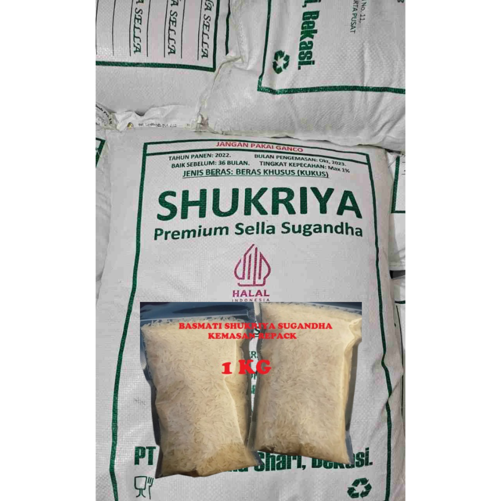 

Beras Basmati Shukriya Premium Sella Sugandha Kemasan Repack 1kg Basmati India