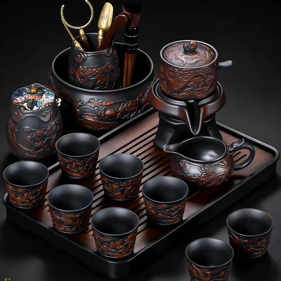 Set Tea Naga & Phoenix Tembikar Ungu_TF052