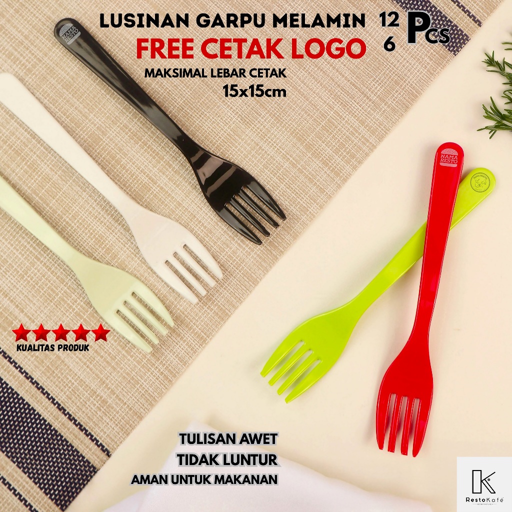 Lusinan Garpu Melamin [GRATIS Cetak Logo] Garpu Makan Melamin Resto Cafe Hotel Catering