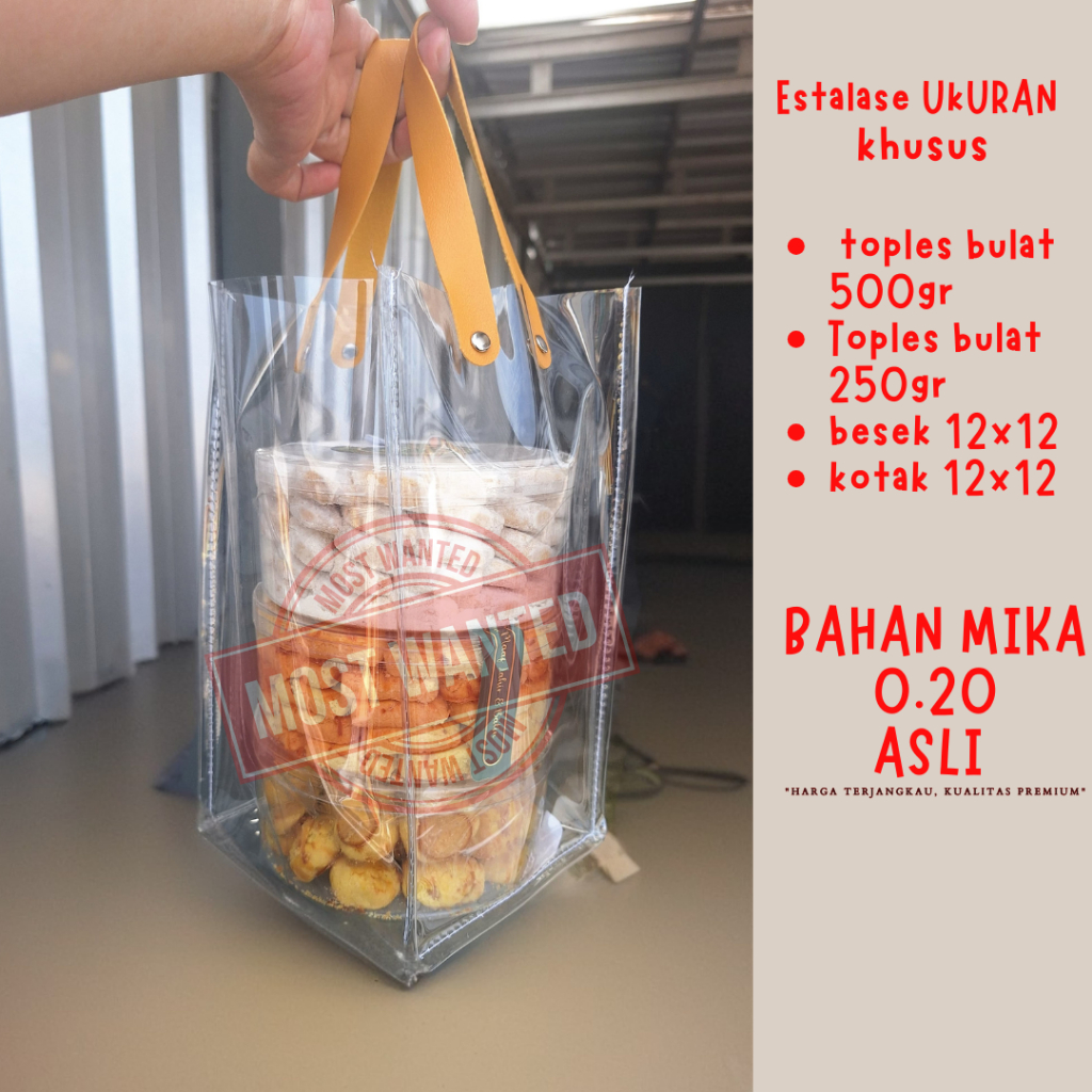 

Tas Mika Toples Kue 500gr Hampers Lebaran Tas Bingkisan |Tas Mika Custom 20x15 Hampers| Tas Souvenir