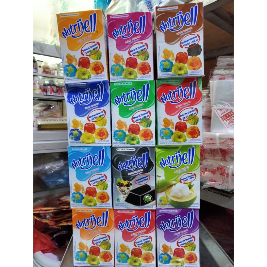 

Nutrijell aneka rasa 1 box isi 12 sashet @ 10gr