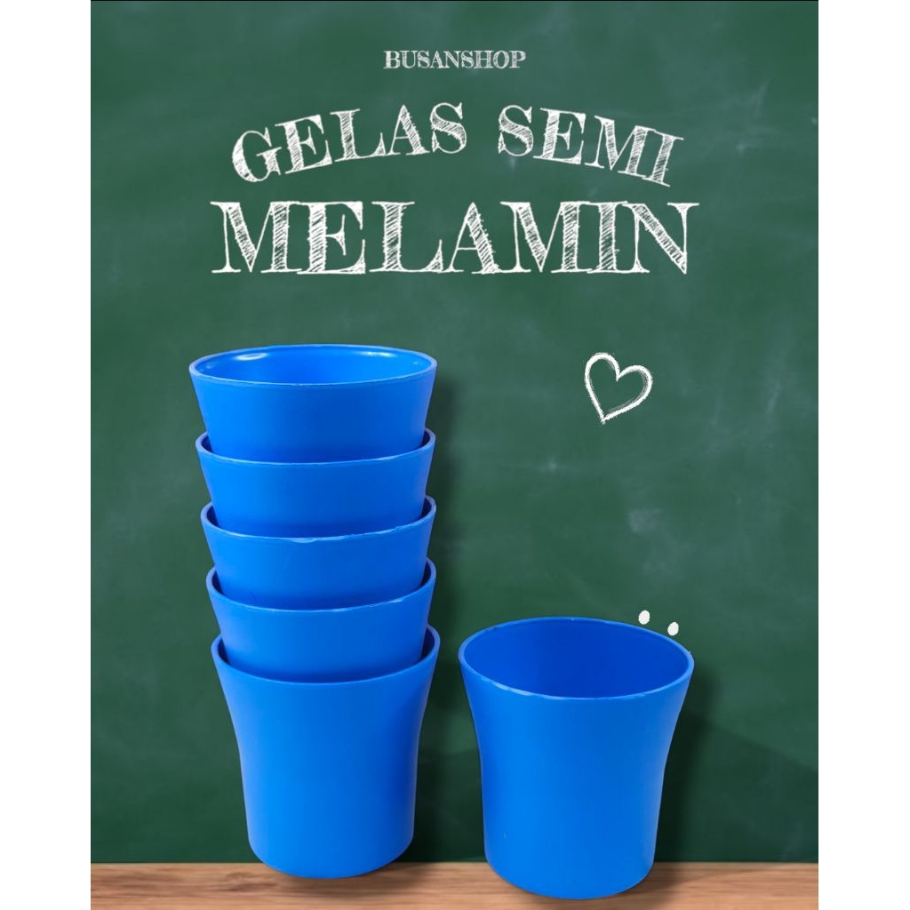 GELAS SEMI MELAMIN 12 PCS [ 1 LUSIN ] WARNA BIRU