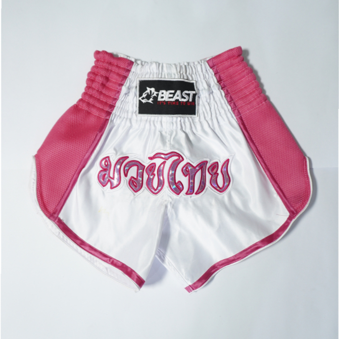 Celana Muaythai Beast White Pink