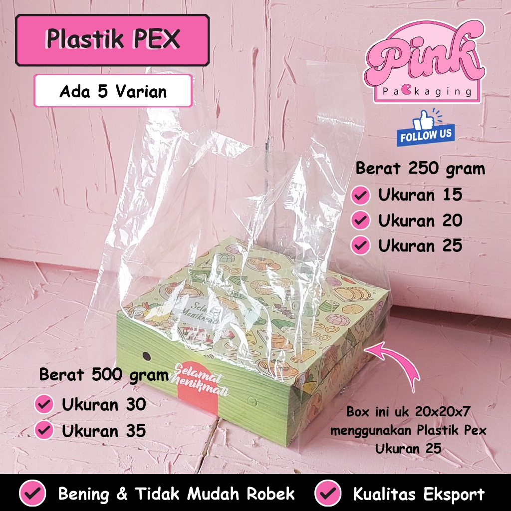 Kantong Plastik PEX Tas Kresek Bening Transparan Tebal Uk 15 20 25 30 35 (1 Pack) Cocok Box Hampers