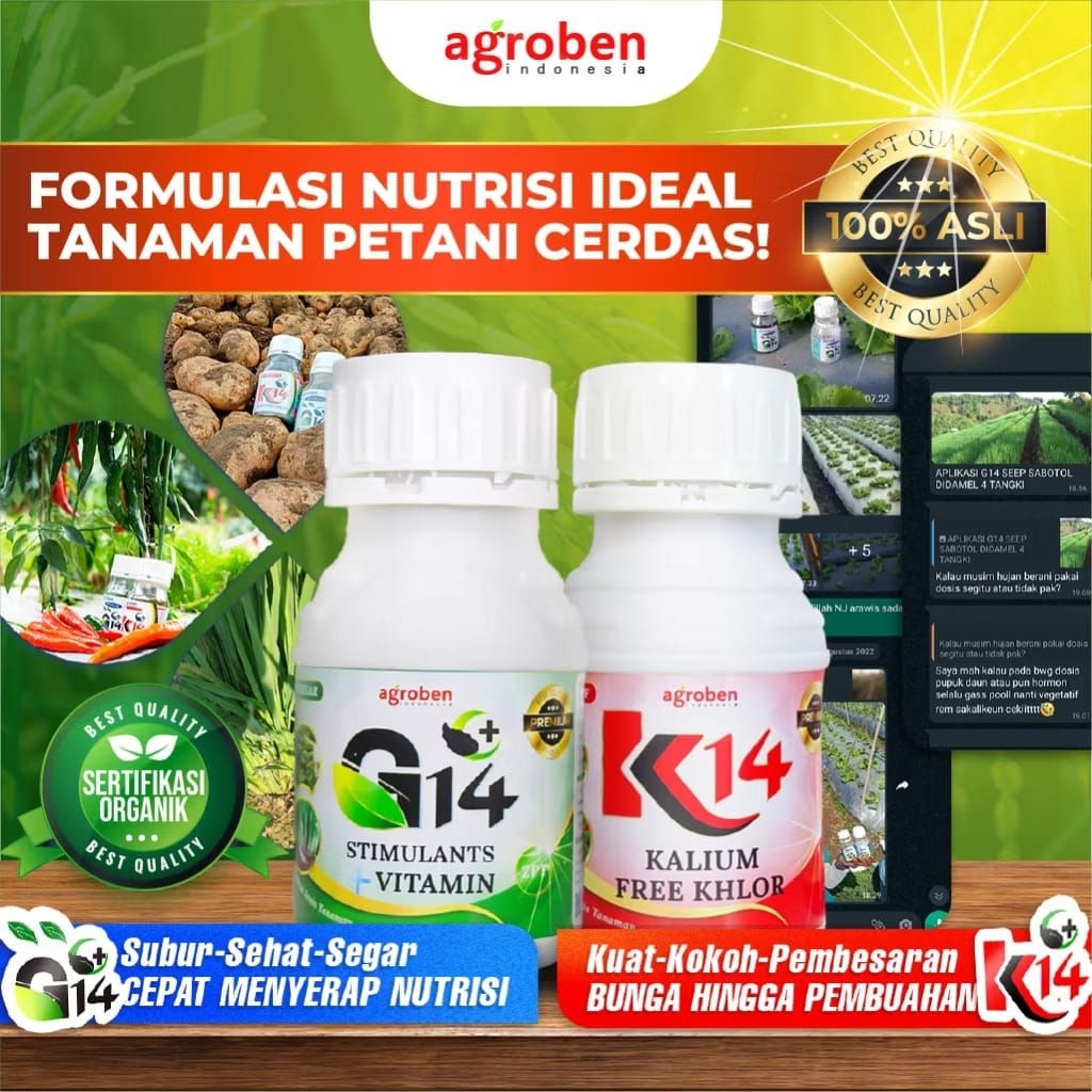 (0fficial) G14 atau K 14 Pupuk Organik Cair (Paket 10 Botol)