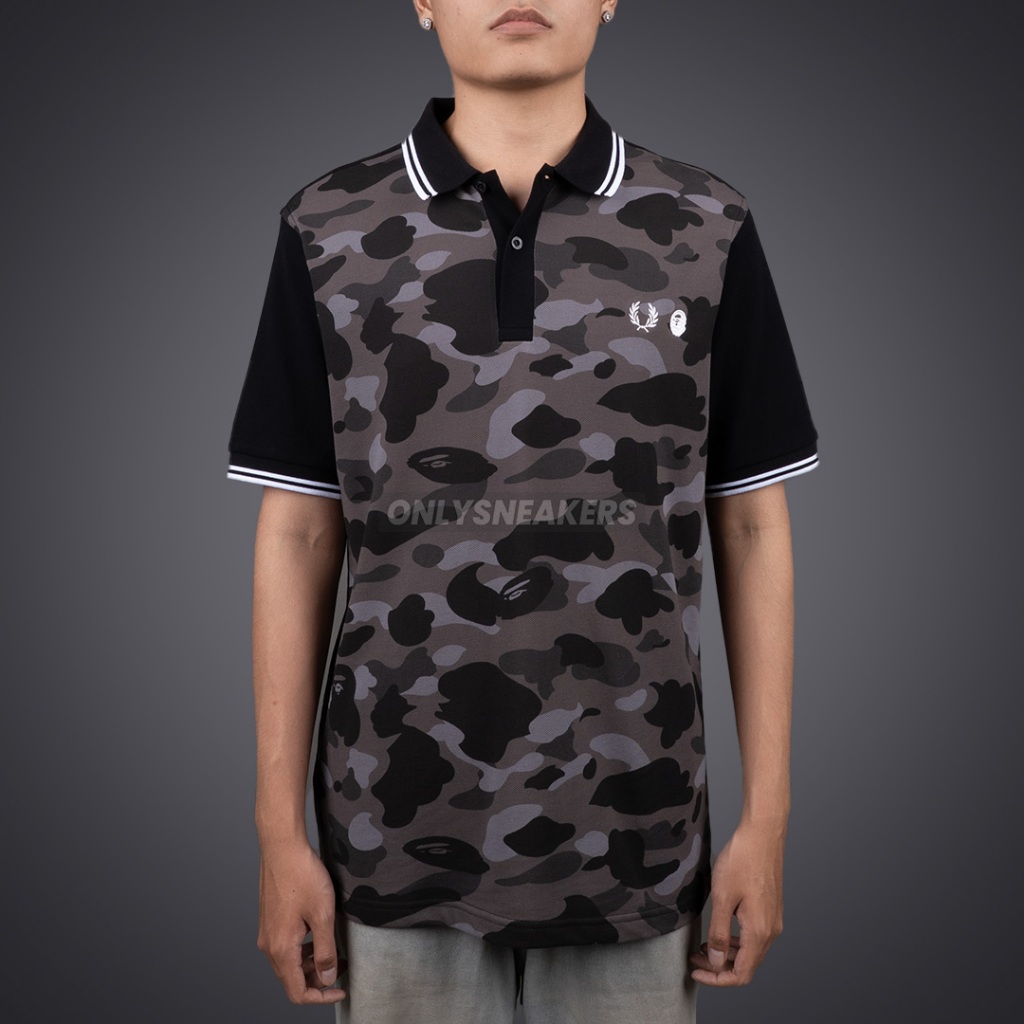 FRED PERRY X BAPE CAMO POLO DARK GREY