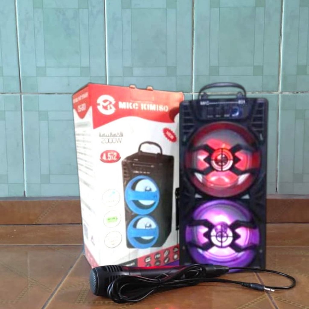 Speaker bluetooth karaoke 4 inch dobel + mic