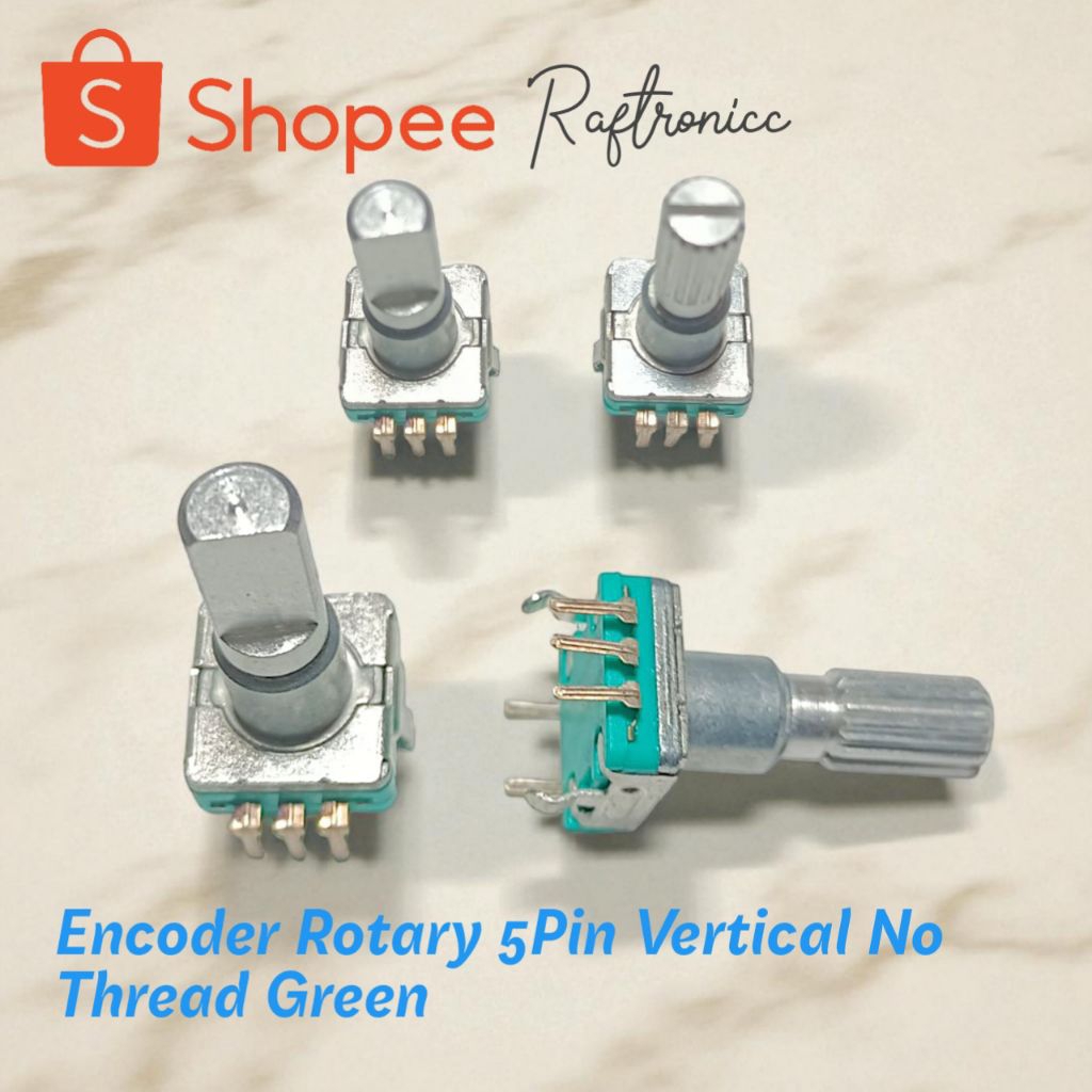 Encoder Rotary 5 Pins Vertical No Thread Green Rotary Encoder Digital Potentio Meter & Switch