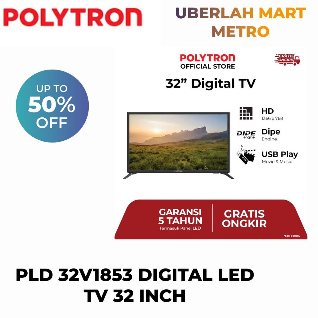 POLYTRON TV LED 32 DIGITAL TIPE 32V1853