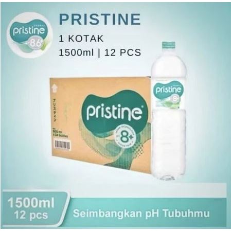 

JRstore - IND - Pristine ph8+ 1500ml Air Minum pH Tinggi Alkali Kemasan Kardus Box Isi 24 Botol